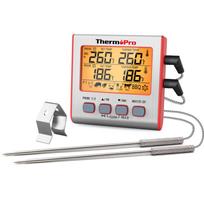 ThermoPro TP-17 Dual Probes Digital Outdoor Meat Thermometer Cooking BBQ Oven Thermometer with Big LCD Screen For Kitchen 2 TP17-Red