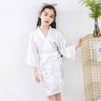 Kids' Ice Silk Summer Pajamas: Light Girls' Kimono-Style Robe 12 for height 130-140cm balta