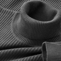 Men's Ribbed Knit Turtleneck Sweater with Long Sleeves - Slim Fit Classic Pullover Top for Fall and Winter Layering and Daily Wear. M tamsiai pilka spalva