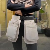 Multi-pocket Waist Pack Multi-functional Fanny Pack Tool Pouch Apron Belt Bag  Mountaineering smėlis