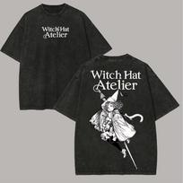 Vintage Witch Hat Atelier Coco Agott Anime Casual Style Women's Tshirt Unisex Tee Top Men's Cotton Short Sleeve Washed T shirt L beige