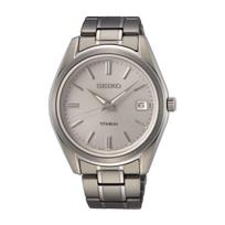 Internationally exclusive model SEIKO Quartz mens wristwatch titanium belt case business casual gift SUR369P1 present 100m water resistant white