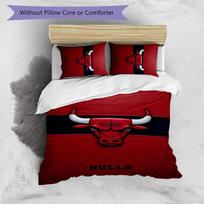 3pcs Chicago Bulls Design Cover Set - HD Printed Bedding with 1 Cover and 2 Pillowcases - Perfect for Home and Dorm Decor 135cmx200cm gray