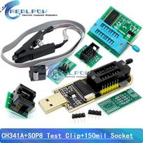 CH341A programuotojo adapteris+SOIC8 adapteris+ SOP8 klipsas su laidu+1.8V adapteris CH341A EEPROM Flash BIOS USB programuotojas ZIF adapteris 1 Set