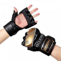 Half-Finger MMA Training Gloves Boxing Muay Thai Kickboxing Sandbag Sparring Unisex Adult Size M L Medium black
