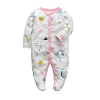 Newborn Baby Jumpsuit with Foot Cover for Summer Air Conditioning 0-3 Months white