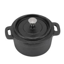Dutch Oven Double Traditional Style Thickened Ergonomic Handle Insulation Cast Iron Cooking Pot with Lid Diameter 10CM black