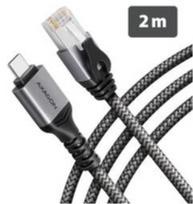 AXAGON ADE-CM20 USB-C 5Gbps - Gigabit Ethernet adapter with integrated CAT6 RJ-45 network cable (2 m), Asix AX88179B