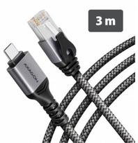 AXAGON ADE-CM30 USB-C 5Gbps - Gigabit Ethernet adapter with integrated CAT6 RJ-45 network cable (3 m), Asix AX88179B