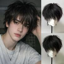 Men's Short Straight Pixie Cut Wig with Bangs Synthetic Layered Haircut Wig K-pop Style Suitable for Daily Wear or Cosplay 6inches&1pc gray