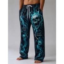Men's 3D Skull Printed Baggy Casual Trousers,  Elastic Drawstring Waist with Pockets, for Spring Summer Home Outdoor Vacation 5XL medžio anglis