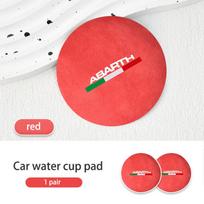 For Abarth 2pcs Car Cup Holder Insert Pad Emblem Coaster Anti-Slip Mat Viaggio Punto 124 125 500 595 695 red-2PCS