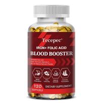 Tecepec Iron + Folic Acid Complex Supplement with Vitamin C, B12, Zinc & Spinach, Chelated Iron, Softgels, 120 Caps 120 Capsules