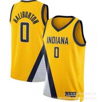 Vyriški krepšinio marškinėliai Indiana Pacers Tyrese Haliburton 0 City Edition Siuvinėti NBA Gerbėjų drabužiai Medium