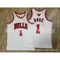 Chicago Bulls 23 Rose Pippen Rodman Embroidered Basketball Jersey Cotton Mens Sportswear Fall Embroidered XXL