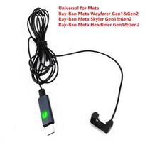 USB / Type-C Charging Cable Support Direct Charge Without Case Continuous Power for Ray-Ban Meta Gen 1 2 Smart Glasses Rayban 3 Headliner Gen1 Gen2 USB-A black