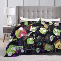 Invaders Zims Gir Loves Blanket  Airplane Travel Flannel Throw Blanket For Home Decor Warm Soft Design Quality Bedspread Gift 100cm*130cm