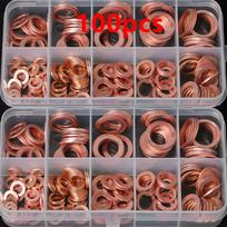 100/200Pcs Brass Washer Gasket Set Seal Flat Ring Assortment Kit Tap Plumbing Irrigation System Spacer Sump Plugs Crush Washers