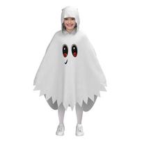 Halloween Ghost Costume For Kids With Glo Dark Features For Party And Role Play 110cm balta