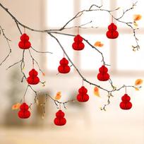 10Pcs Calabash Pendant Hanging Lantern Decorations Bonsai Hanging Ornament  Indoor Decoration Gourd beige