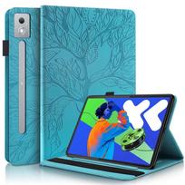 Coque For Lenovo Idea Tab Pro 12.7 Case Embossed Tree PU Leather Wallet Flip Cover For Funda Lenovo Idea Tab Pro Case TB373FU Lenovo Idea Tab Pro mėlyna