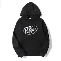 Men's warm fleece hoodie with Dr Pepper letter print, urban casual garment for autumn/winter. XXL black