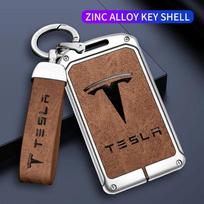 Metalinis automobilio raktų dėklas dangtelis Tesla Model 3 Model S Model X Model Y Roadster Cybertruck Keyless kortelės laikiklis Laikiklio priedai brown