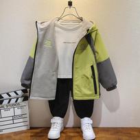 Boys Thick Fleece Lined Reversible Jacket Kids Outdoor Windbreaker Outerwear 180cm žalia