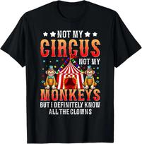 Juokingi Marškinėliai „Ne mano cirkas, ne mano beždžionės, bet aš pažįstu visus klounus“ 3XL black