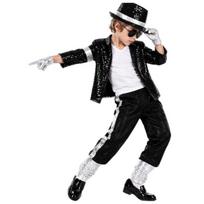 Children's Michael Jackson sequin costume MJ Classic stage costumes for children cos Dress up for Halloween XL（US8-10Years Old） juoda