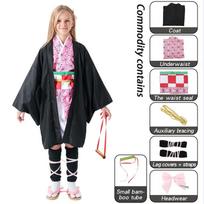 Anime Kimetsu No Yaiba Kamado Nezuko Cosplay Kostiumas suaugusiems Vaikams Moterims Kimono Perukas Helovinas Karnavalo Apranga Kostiumas L black