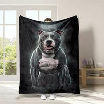 Pitbull Fleece Blanket Muscular Dog Design Soft Cozy Throw Home Decor for Living Room or Bedroom Gift for Dog Lovers60x80 150X200CM