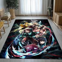 Demon Slayer Kimetsu no Yaiba Tanjiro Nezuko Anime Non-Slip Area Rug for Living Room,Bedroom Carpet Mat for Sofa,Home Decor Gift 80cmx120cm