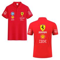 Ferrari Vasariniai Poros Moteriški Polo Marškinėliai Grynos Medvilnės F1 Lenktynių Komandos Uniforminiai Marškinėliai Trumpomis Rankovėmis Ferrari Polo Marškinėliai Universali Viršutinė Dalis 2XL red
