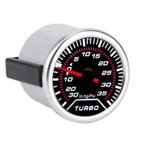Universal Turbo Boost Gauge Vacuum Pressure Meter 35PSI Smoke Tint Lens LED Dial 52mm black