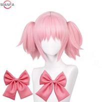 Madoka Kaname Cosplay Perukai Rožiniai 30cm Trumpas Segtukas Kuodai Kaname Madoka Anime Perukas Cosplay Karščiui Atsparūs Sintetiniai Plaukai pink