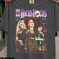 Comfort Colors Hocus Pocus Comic T Shirt, Vintage Halloween Shirt, Witch Graphic Tee, Salem 90s Movie Shirt, Spooky Retro Tee S beige