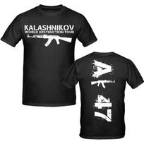 2026 Summer New Design AK-47 Pattern High-Quality Fashion Comfortable Men's Printed Round-neck T-shirt 100 black