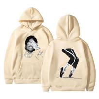 Michael Jackson Face Graphic Hoodies Men Women Fashion Hip Hop Oversized Sweatshirt Male Vintage Gothic Rock Pullover Streetwear 2XL beige