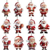 8/10/12pcs Wooden Christmas Tree Ornaments 2D Flat Xmas Decoration  Christmas Gift Giving 12pcs Type C