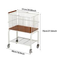 Clothes Storage Trolley with Removable Basket, 70 Cm High, Color, for Organizing Dirty white