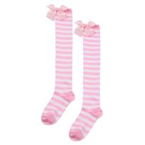 Warm Christmas Long Stockings Striped Thigh High Socks Over Knee Stockings  Stage Performance Pink Stripe white