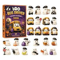 Halloween Tabletop Decoration Advent Calendar, 24-Day Acrylic Ghost Figure Countdown Set Miniature Figures with Diverse Themes, Cute Desk Decor, E