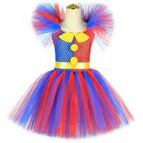 Pomni Costume Kids Tutu Dress Cartoon The Amazing Digital Circus Clown Costume for Girls Halloween Carnival Party Dress Clothes 12M blue