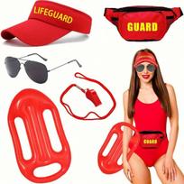 Baywatch CJ Parker Cosplay Kostiumo Aksesuarai Pripučiamas Lenta Kepurė Akiniai Juosmens Krepšiai Moterys Vyrai Helovino Karnavalo Šventės Rekvizitas One Size red