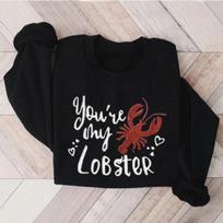 Rheaclots Women's  You're My Lobster  Embroidered Cotton Tee M