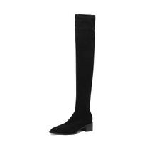 Jaunatviškos Gyvybingos Elastingos Suede ViršKelių Batai Be Kelnai Madingi Riterio Batai Stori Vidutinio Kulno Batai 33-43 Batai 35 white
