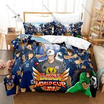 Šaunus Captain Tsubasa Nankatsu Futbolo Manga Veikėjas 3 VNT. Patalynės Komplektas Antklodės Užvalkalas + 2 Pagalvių Užvalkalai Mikropluošto Anime Patalynė 100x130CM gray
