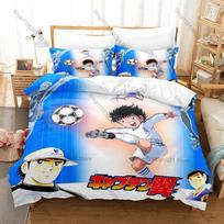 Šaunus Captain Tsubasa Nankatsu Futbolo Manga Veikėjas 3 VNT. Patalynės Komplektas Antklodės Užvalkalas + 2 Pagalvių Užvalkalai Mikropluošto Anime Patalynė EU Single(135x200cm)