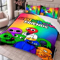 Rainbow Friends 3Pcs Bedding Set Duvet Cover With Two Pillowcases For Bedroom Home Decoration 140cmx200cm
